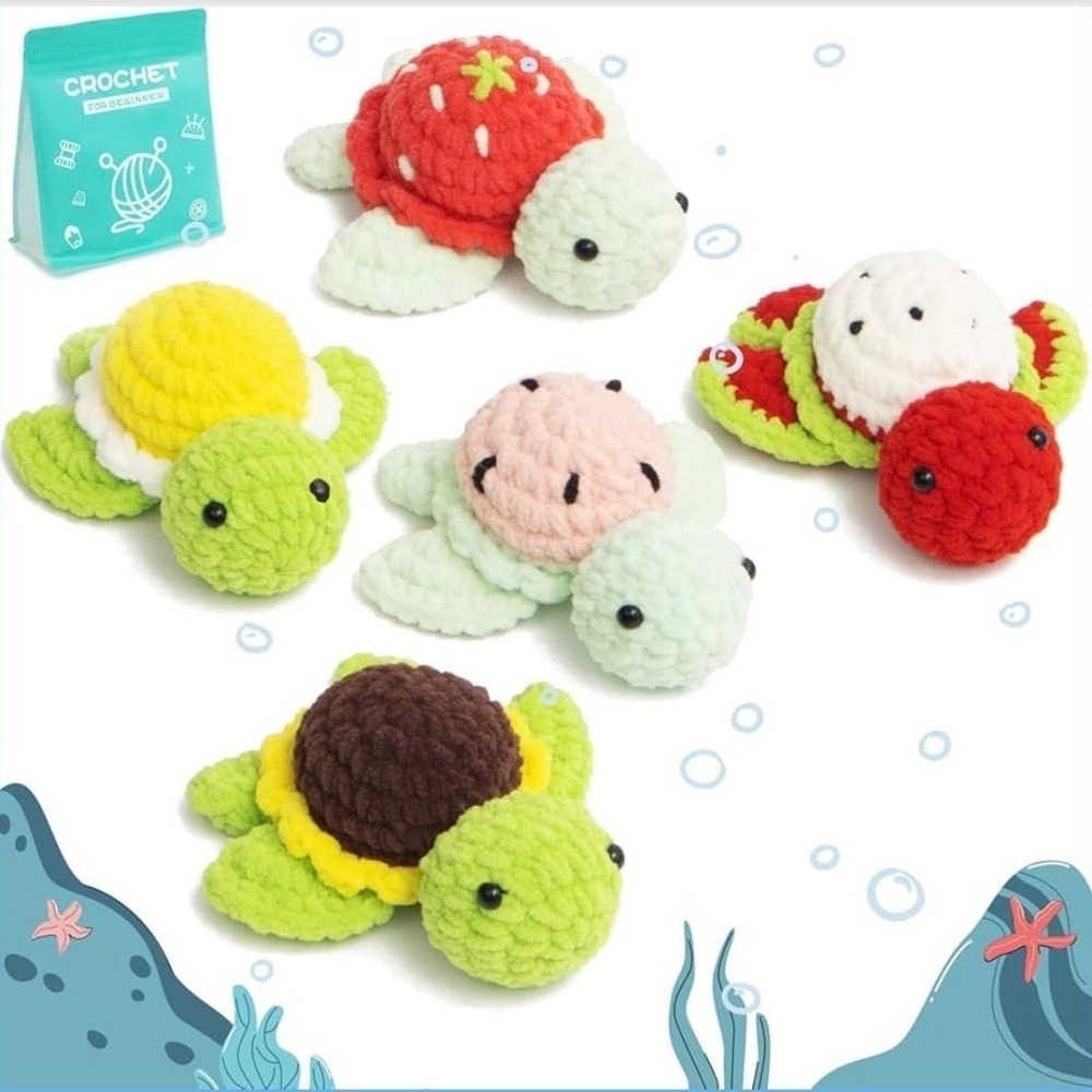 Pop‎ Cochie Fruit Turtle Crochet Kit for Beginners, 5-in-1 Amigurumi Set
